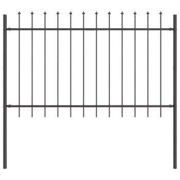 Gartenzaun mit Spitzen Grau 5,1x0,8 m Stahl