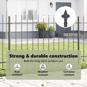 Gartenzaun mit Fenster-Top in Grau, 5,1 x 1 m aus Stahl