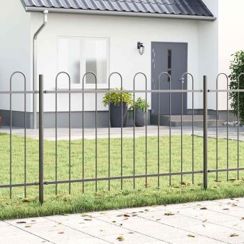 ARDEBO.de - Gartenzaun mit Bogenoberseite Grau 5,1 x 1,2 m aus Stahl