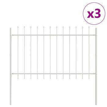 Gartenzaun mit Spitzen Weiß 5,1 x 0,8 m aus Stahl