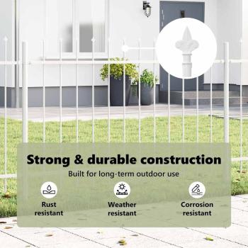 Gartenzaun mit Speartop Weiß 5,1 x 1,2 m Stahl