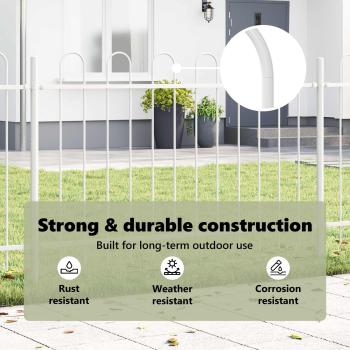 Gartenzaun mit Bogenoberteil Weiß 5,1 x 0,8 m aus Stahl
