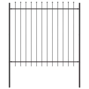 Gartenzaun mit Spitzdach grau 6,8 x 1,5 m aus Stahl