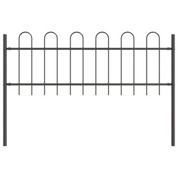 Gartenzaun mit Bogenoberteil Grau 6,8x0,6 m aus Stahl
