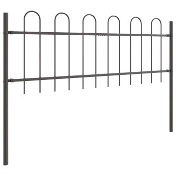 Gartenzaun mit Bogenoberteil Grau 6,8x0,6 m aus Stahl
