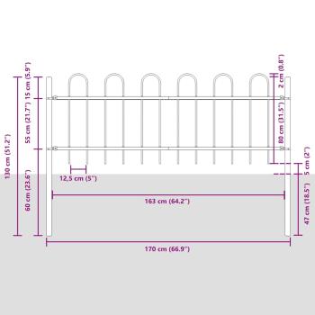 Gartenzaun mit Bogenoberteil Grau 6,8x0,8 m aus Stahl