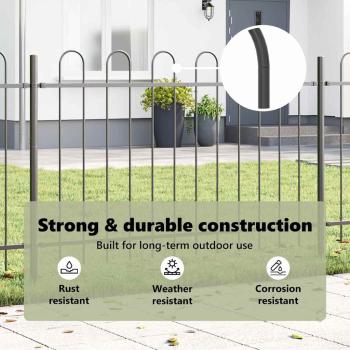 Gartenzaun mit Bogenoberteil Grau 6,8 x 1,2 m aus Stahl