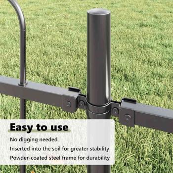 Gartenzaun mit Bogenoberteil Grau 6,8 x 1,2 m aus Stahl