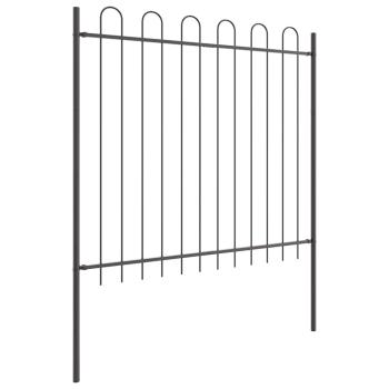 Gartenzaun mit Bogenoberteil Grau 6,8 x 1,5 m aus Stahl