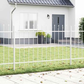 Gartenzaun mit Speartop Weiß 6,8x1 m aus Stahl