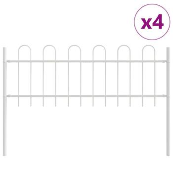 Gartenzaun mit Bogenoberseite Weiß 6,8x0,6 m aus Stahl
