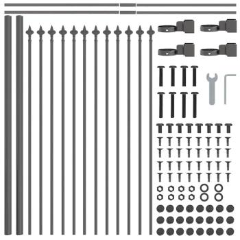 Gartenzaun mit Speartop Grau 8,5x0,6 m Stahl