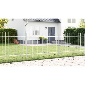 Gartenzaun mit Speeroberkante weiß 8,5x0,8 m aus Stahl
