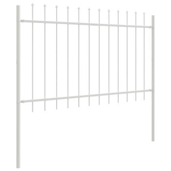 Gartenzaun mit Speeroberkante weiß 8,5x0,8 m aus Stahl