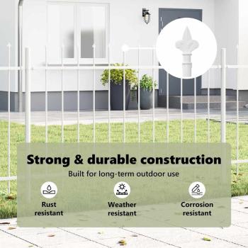 Gartenzaun mit Speer-Top Weiß 8,5x1,2 m Stahl