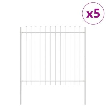Gartenzaun mit Spitzdach Weiß 8,5x1,5 m aus Stahl