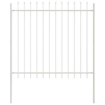 Gartenzaun mit Spitzdach Weiß 8,5x1,5 m aus Stahl