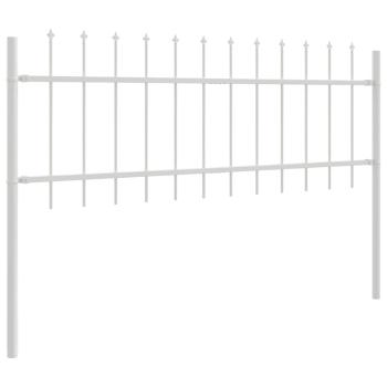 Gartenzaun mit spitzen Oberseite in Weiß, 10,2 x 0,6 m aus Stahl