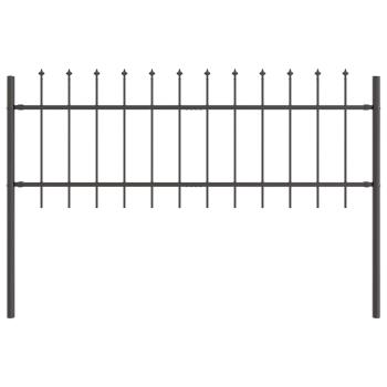Gartenzaun mit Spitze Grau 11,9x0,6 m Stahl