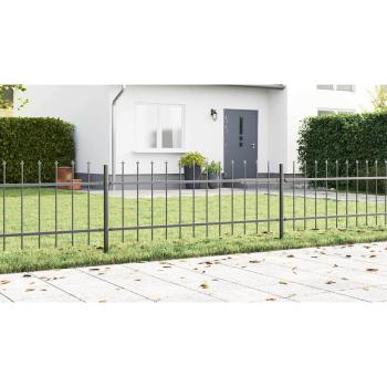 Gartenzaun mit Spitze Grau 11,9x0,6 m Stahl