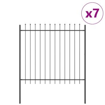 Gartenzaun 7 pcs Grau 11,9 x 1,5 m Pulverbeschichteter Stahl