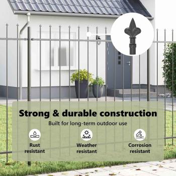 Gartenzaun 7 pcs Grau 11,9 x 1,5 m Pulverbeschichteter Stahl