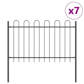 Gartenzaun mit Bogenoberteil Grau 11,9x1,2 m Stahl