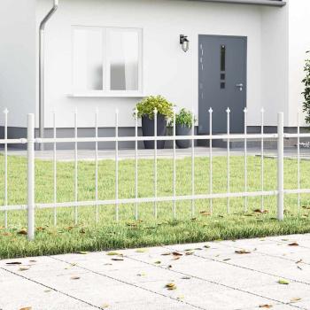 ARDEBO.de - Gartenzaun mit Spitzdach in Weiß, 11,9 x 0,6 m, aus Stahl