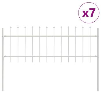 Gartenzaun mit Spitzdach in Weiß, 11,9 x 0,6 m, aus Stahl