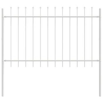 Gartenzaun mit Speer-Spitze Weiß 11,9x0,8 m Stahl