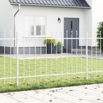 Gartenzaun mit Speer-Spitze Weiß 11,9x0,8 m Stahl
