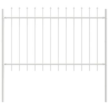 Gartenzaun mit Spear Top Weiß 11,9x1,2 m aus Stahl