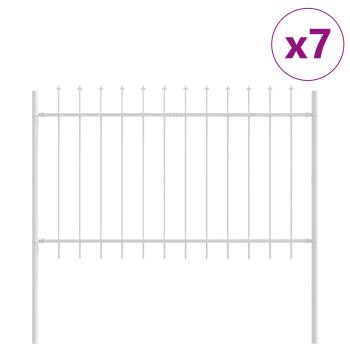 Gartenzaun mit Spear Top Weiß 11,9x1,2 m aus Stahl