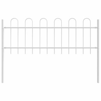 Gartenzaun mit Bogen-Top Weiß 11,9x0,6 m Stahl