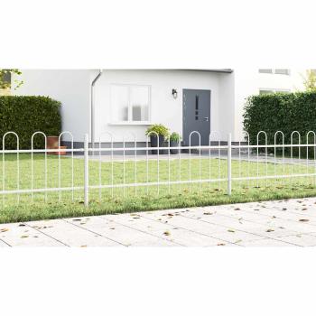 Gartenzaun mit Bogen-Top Weiß 11,9x0,6 m Stahl