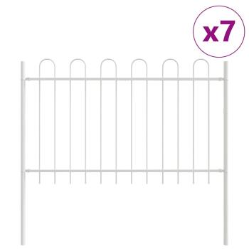 Gartenzaun mit Bogenoberteil Weiß 11,9x0,8 m aus Stahl