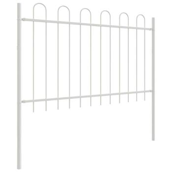 Gartenzaun mit Bogenoberteil Weiß 11,9x0,8 m aus Stahl