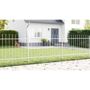 Gartenzaun mit Spear-Spitze Weiß 13,6 x 1,2 m aus Stahl