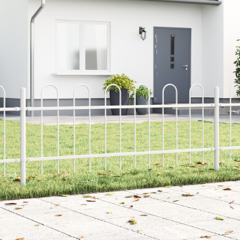 Gartenzaun mit Wellenoberkante Weiß 13,6x0,6 m aus Stahl