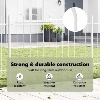 Gartenzaun mit Bogenoberteil Weiß 13,6x1 m aus Stahl