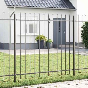 ARDEBO.de - Gartenzaun mit Spitzen Grau 15,3x1,5 m aus Stahl