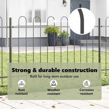 Gartenzaun mit Bogenoberteil, Grau, 15,3x0,8 m, Stahl