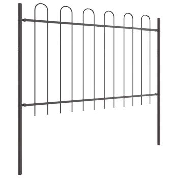 Gartenzaun mit Bogenoberteil Grau 15,3x1,2 m Stahl