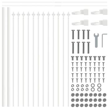 Gartenzaun mit Spear-Spitze, Weiß, 15,3x0,6 m, aus Stahl