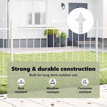 Gartenzaun mit Spitze Weiß 15,3x1,2 m aus Stahl