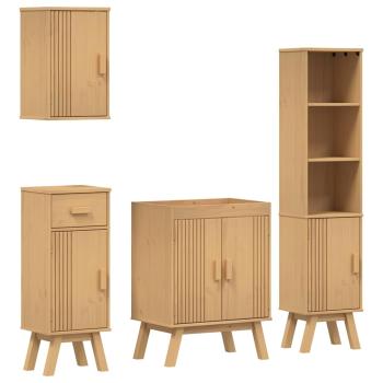 4-teiliges Badezimmermöbel-Set aus massivem Kiefernholz