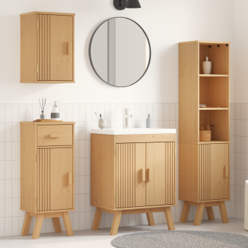 4-teiliges Badezimmermöbel-Set aus massivem Kiefernholz