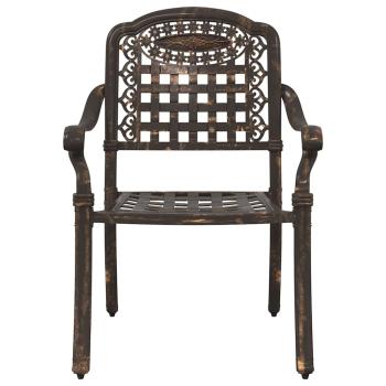 5-teiliges Gartenstuhl- und Tischset aus bronziertem Gussaluminium