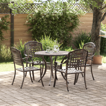 5-teiliges Gartenstuhl- und Tischset aus bronziertem Gussaluminium
