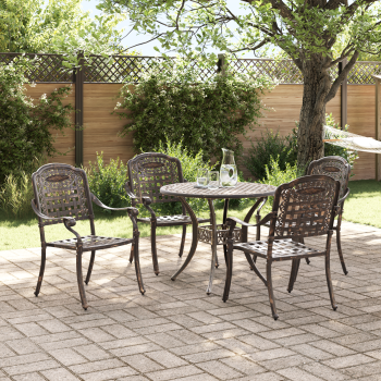 5-teiliges Gartenstuhl- und Tischset aus bronziertem Gussaluminium
